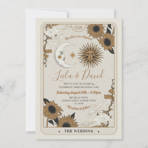 Hochzeit Tarot Moon Sun Stars Einladung