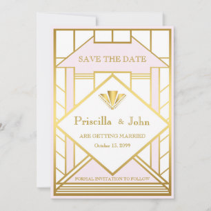 Hochzeit Termin vormerken, Great Gatsby, weißes Go Save The Date