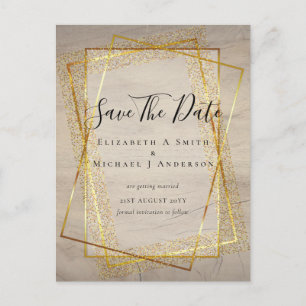 HOCHZEIT TERMINKARTEN  Gold Glitter Geometrisch Postkarte