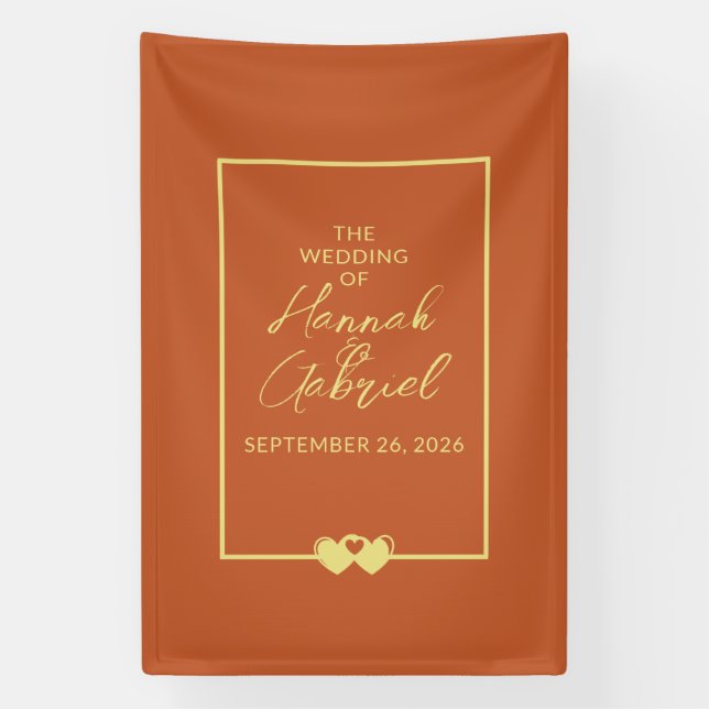 Hochzeit Terracotta und Gold Banner (Vertikal)