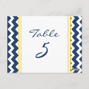 Hochzeit Tischnummer Cards Lemon Blue Zickzack