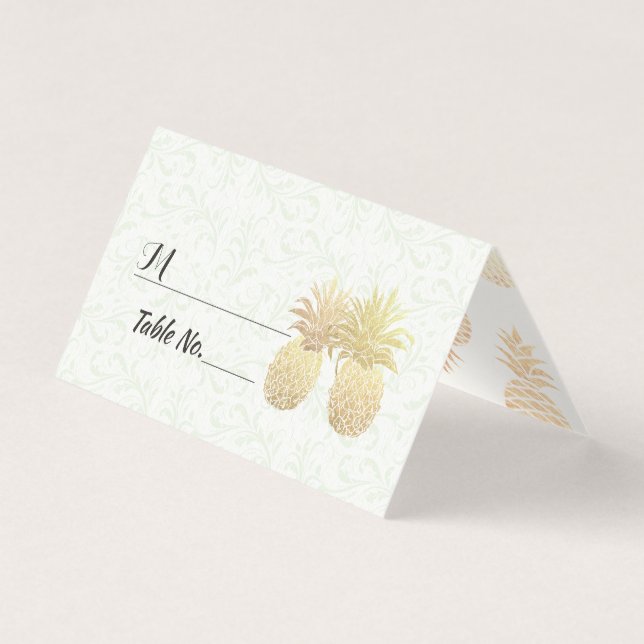 Hochzeit Tischnummer Escort Gold Ananas Couple (Vorderseite)