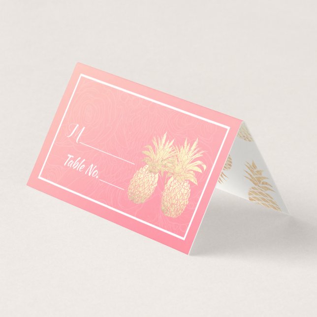 Hochzeit Tischnummer Escort Gold Ananas Couple (Vorderseite)
