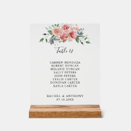 Hochzeit Tischnummer Floral Blush Rose Elegant Acrylschild