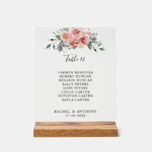 Hochzeit Tischnummer Floral Blush Rose Elegant Acrylschild