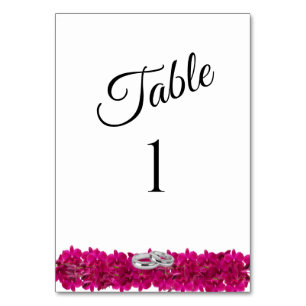 Hochzeit Tischnummer-Fuchsia Orchideen auf Weiß- Tischnummer