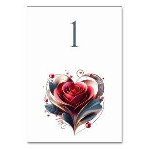Hochzeit Tischnummer-Herz-gestaltete Rose Tischnummer