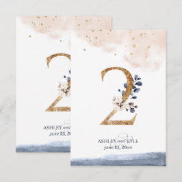 Hochzeit Tischnummer in Marine, Rost und Gold