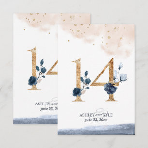 Hochzeit Tischnummer in Marine, Rost und Gold