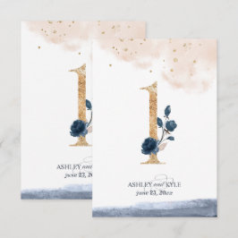 Hochzeit Tischnummer in Marine, Rost und Gold