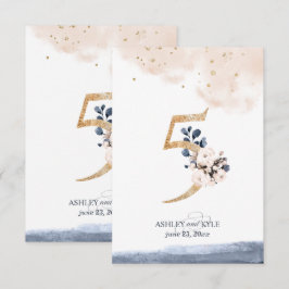 Hochzeit Tischnummer in Marine, Rost und Gold