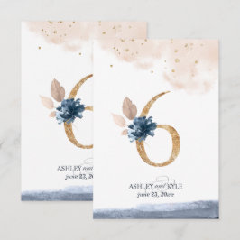 Hochzeit Tischnummer in Marine, Rost und Gold