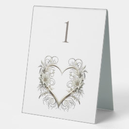 Hochzeit Tischnummer-Moderne Blume mit Herz Tischaufsteller