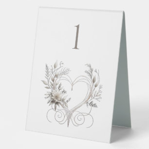 Hochzeit Tischnummer-Moderne Blume mit Herz Tischaufsteller