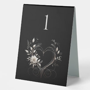 Hochzeit Tischnummer-Moderne Blume mit Herz Tischaufsteller