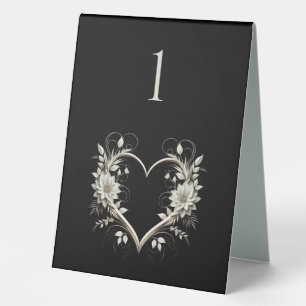 Hochzeit Tischnummer-Moderne Blume mit Herz Tischaufsteller