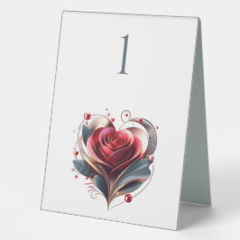Hochzeit Tischnummer-Moderne Herz geformt Rose Tischaufsteller