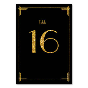 Hochzeit Tischnummern Gold Sequins Art Deco 16