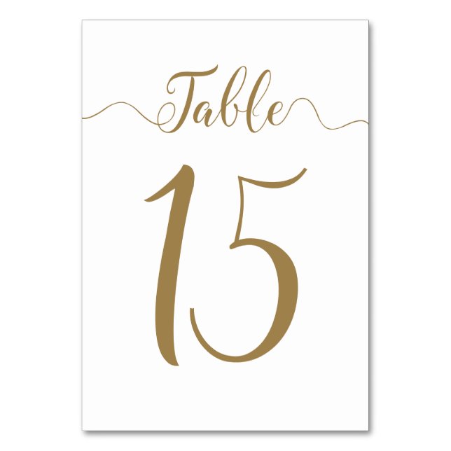 Hochzeit Tischnummern Gold Tischnummer 15 (Vorderseite)