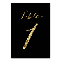 Hochzeit Tischnummern Schwarzes Gold Foil Nr. 1