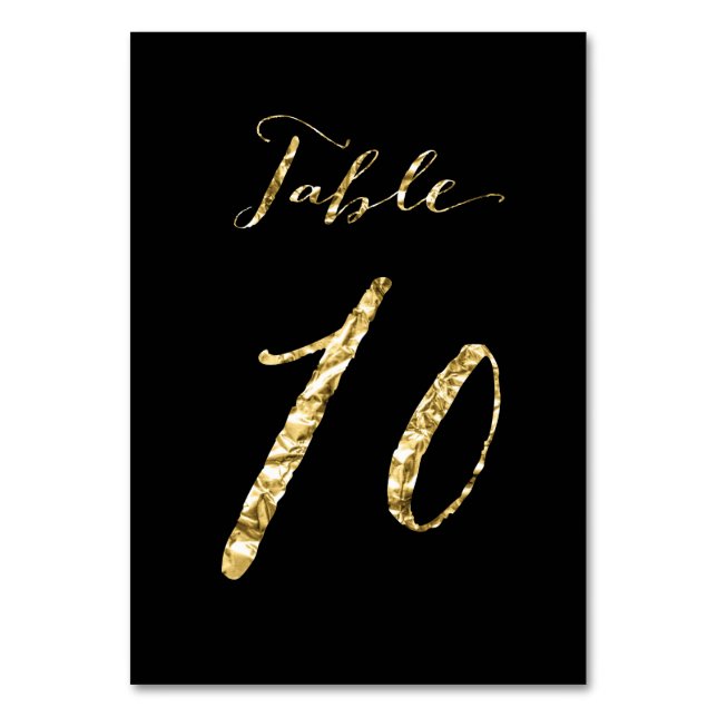 Hochzeit Tischnummern Schwarzes Gold Foil Nr. 10 (Vorderseite)