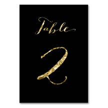 Hochzeit Tischnummern Schwarzes Gold Foil Nr. 2