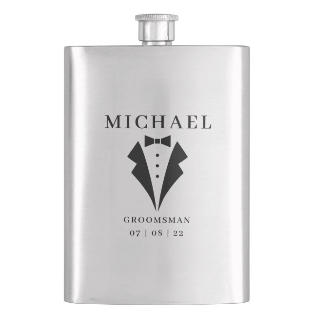 Hochzeit TRAUZEUGE Personalisiert Name & Datum Tux Flachmann (Vorderseite)