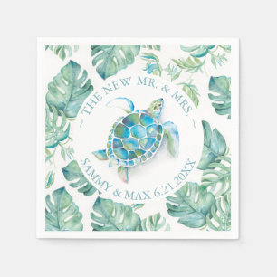 Hochzeit tropische Meeresschildkröten-Wasserfarbe Serviette
