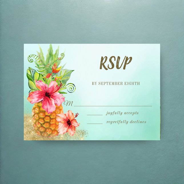 Hochzeit tropischer Ananas RSVP Karte (Von Creator hochgeladen)
