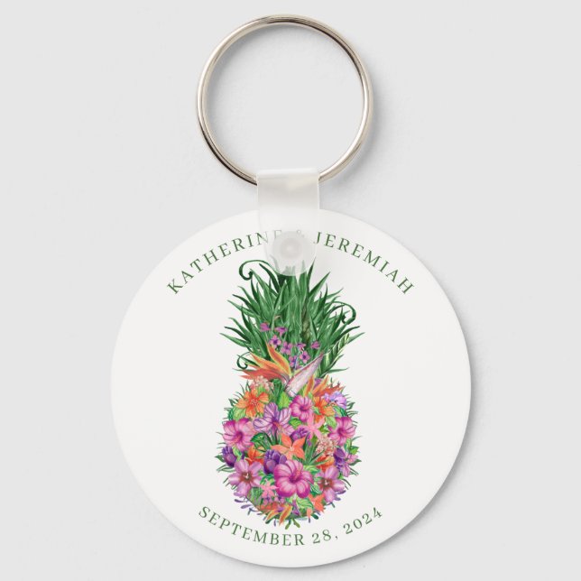 Hochzeit tropischer Ananas Schlüsselanhänger (Vorderseite)