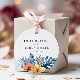 Hochzeit tropischer Flora Geschenkanhänger