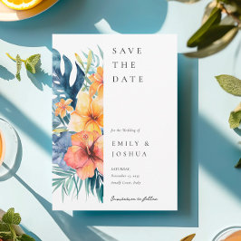 Hochzeit tropischer Flora Save The Date