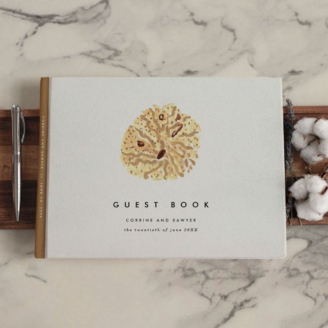 Hochzeit tropischer Wasserfarben Gästebuch (Tropical Watercolor Seashells Wedding Guest Book)