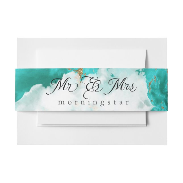 HOCHZEIT | Türkisfarbener BarefootBride™ Einladungsbanderole (Vorderseite Beispiel)