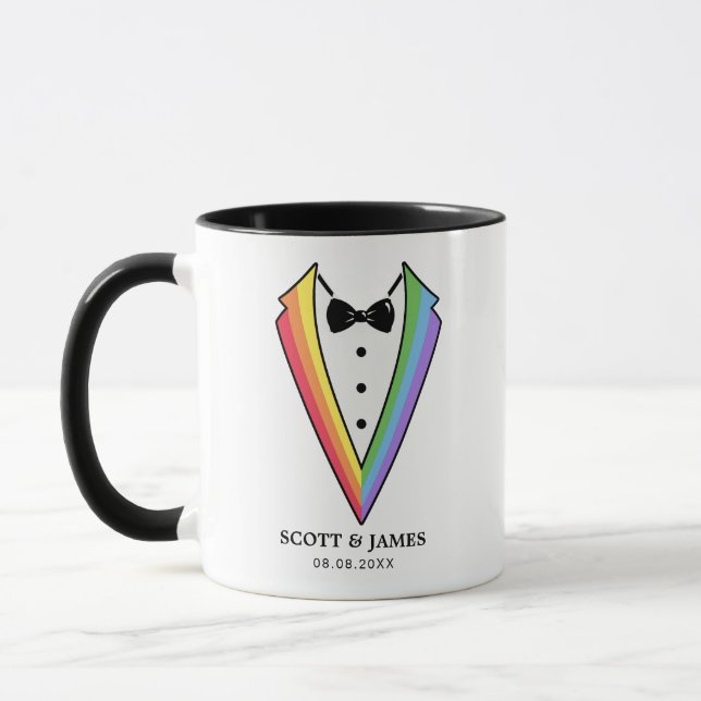 Hochzeit Tuxedo Gay LGBTQ+ Kaffee Tasse (Links)
