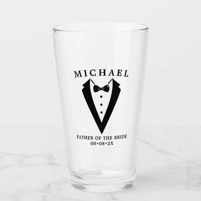 Hochzeit Tuxedo Personalisierter Vater der Braut Glas (Vorderseite)