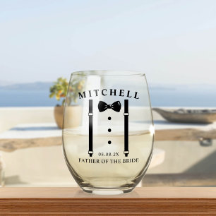 Hochzeit Tuxedo Personalisierter Vater der Braut Weinglas Ohne Stiel