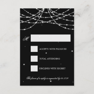 Hochzeit UAWG funkelndes Schnur-Schwarzes RSVP Karte