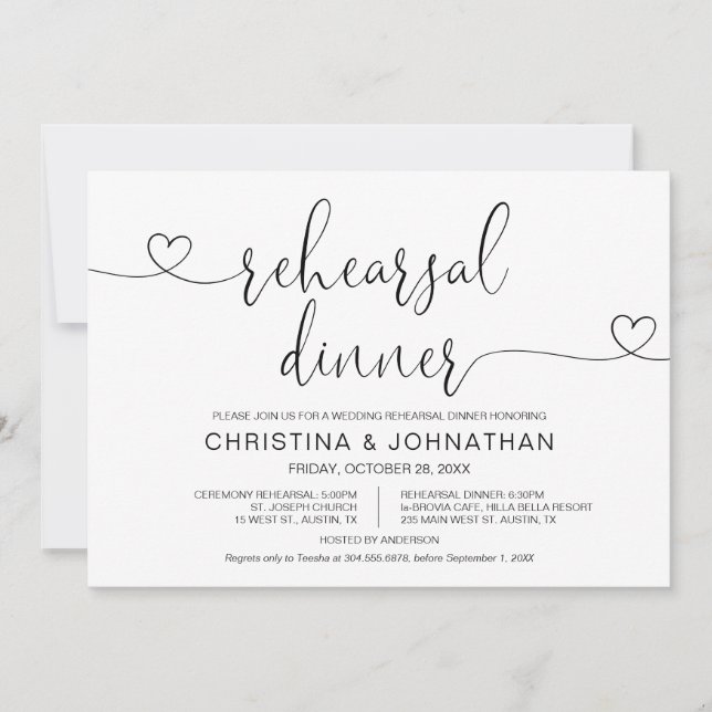 Hochzeit und Abendessen, Moderne Kalligrafie I Einladung (Vorderseite)