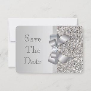 Hochzeit Unechte Silbernen Pailletten Schleife Sav Save The Date