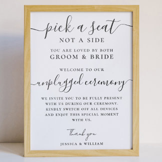 Hochzeit Unplugged Zeremonie Wählen Sie einen Plat Poster