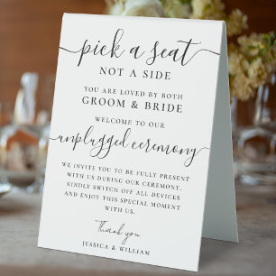 Hochzeit Unplugged Zeremonie Wählen Sie einen Plat Tischaufsteller