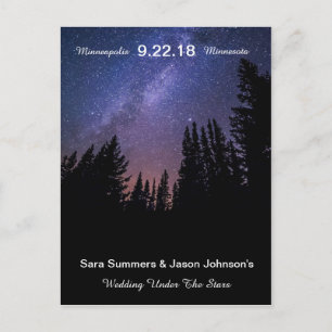 Hochzeit unter den Sternen - Save the Date Ankündigungspostkarte