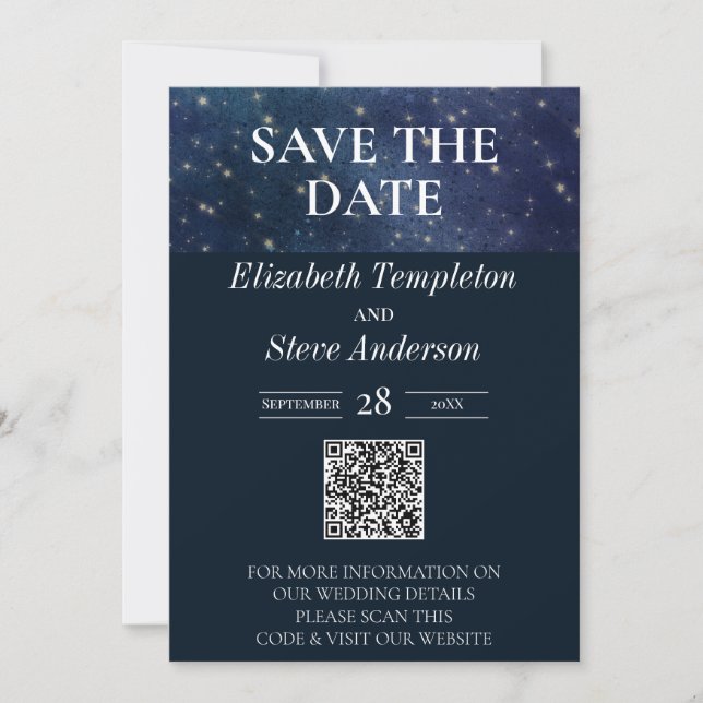 Hochzeit unter der Sternennacht Himmel Himmelfahrt Save The Date (Vorderseite)
