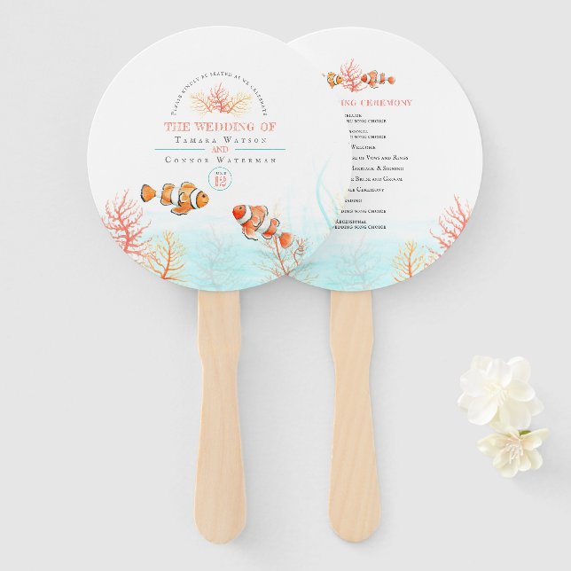 Hochzeit unter Wasser Kunst Korallen und Fische Aq Fächer (Vorne und Hinten)