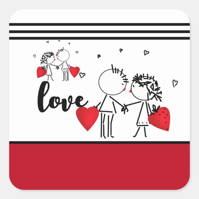 Hochzeit, Valentinstag-Socken Quadratischer Aufkleber (Vorderseite)
