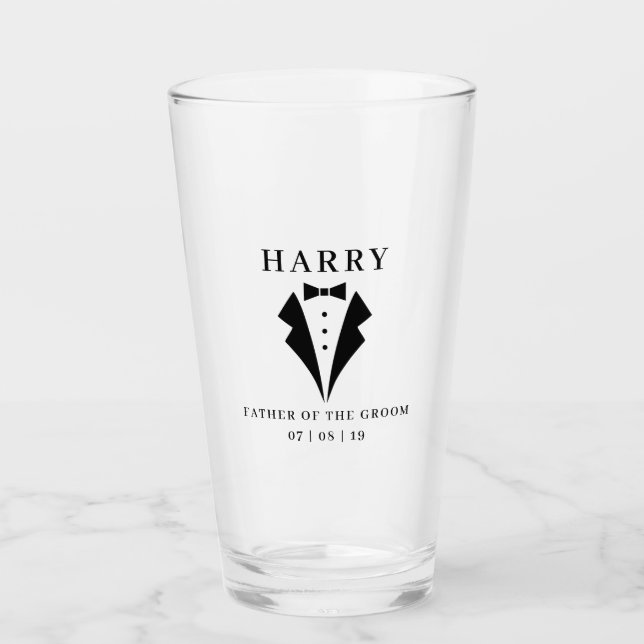 Hochzeit VATER DER GROOM Tuxedo Pint Glas (Vorderseite)