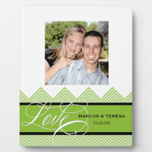 Hochzeit Verlobt Chic Zickzack Moderne Personalisi Fotoplatte