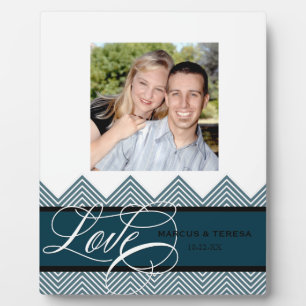 Hochzeit Verlobt Chic Zickzack Moderne Personalisi Fotoplatte