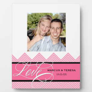 Hochzeit Verlobt Chic Zickzack Moderne Personalisi Fotoplatte
